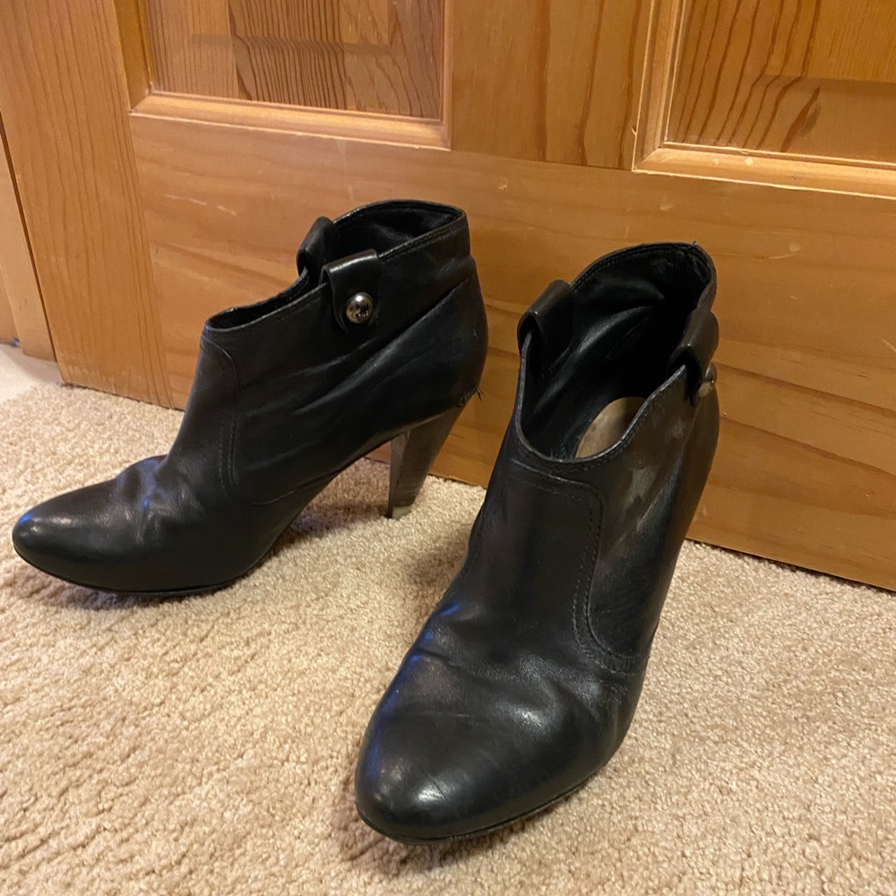 Coach black leather booties size 7.5